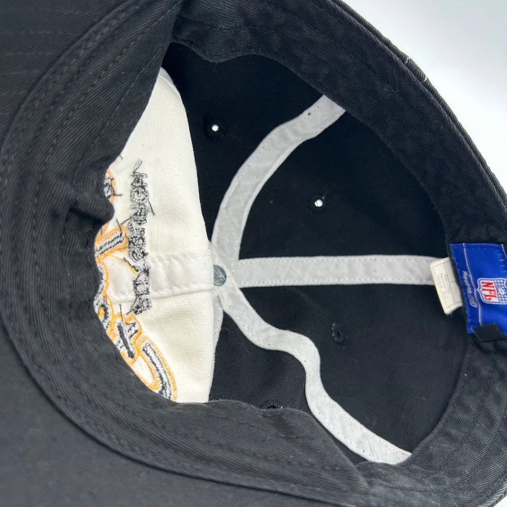Vintage Pittsburgh Steelers Hat Reebok Mens L/XL Black White Sportswear Y2K